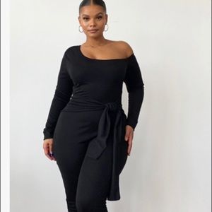 Black off the shoulder jumpsuit